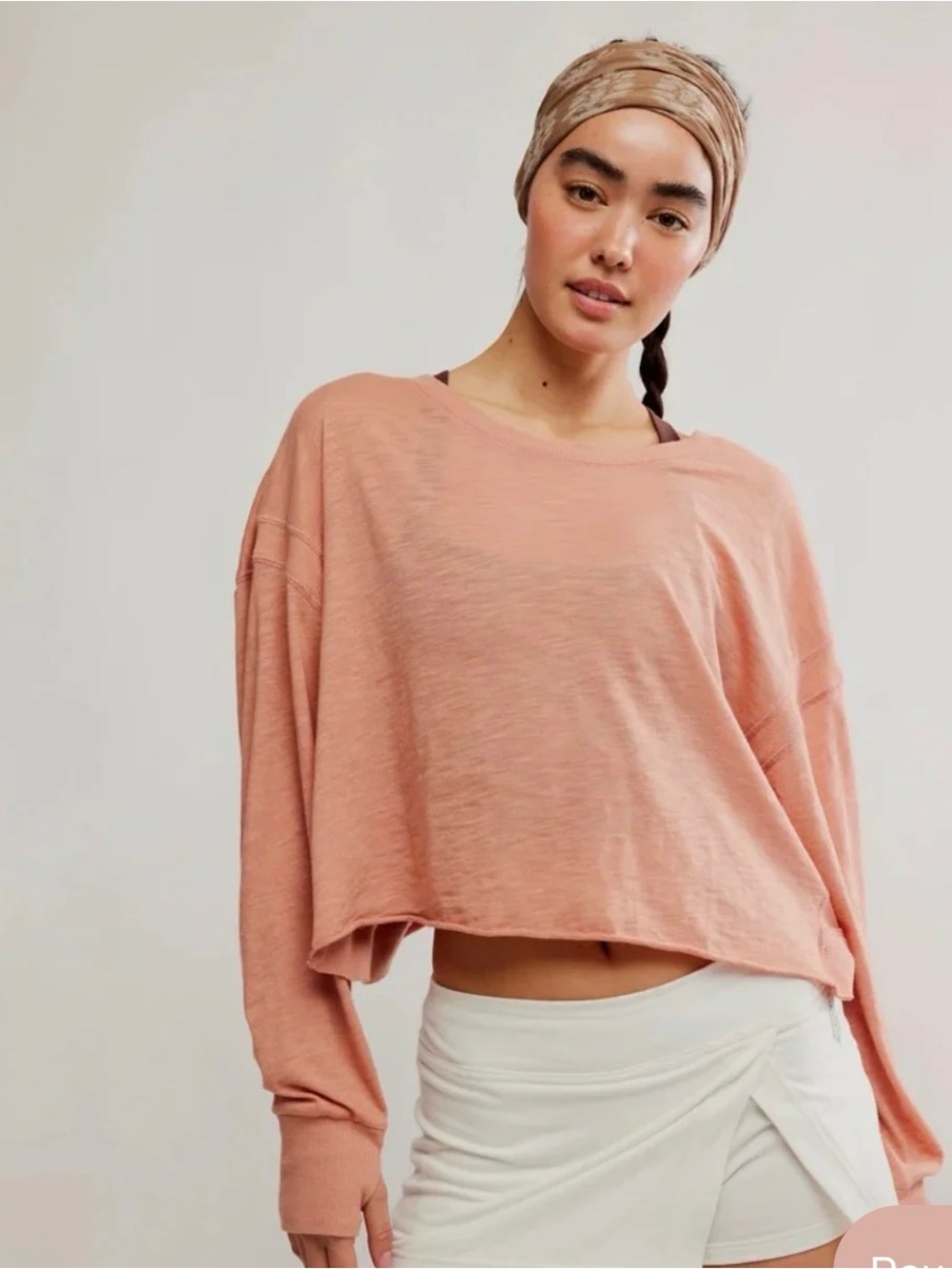 FP Movement My Time Layer in Petal Cropped Long-Sleeve Top small Fit overalls